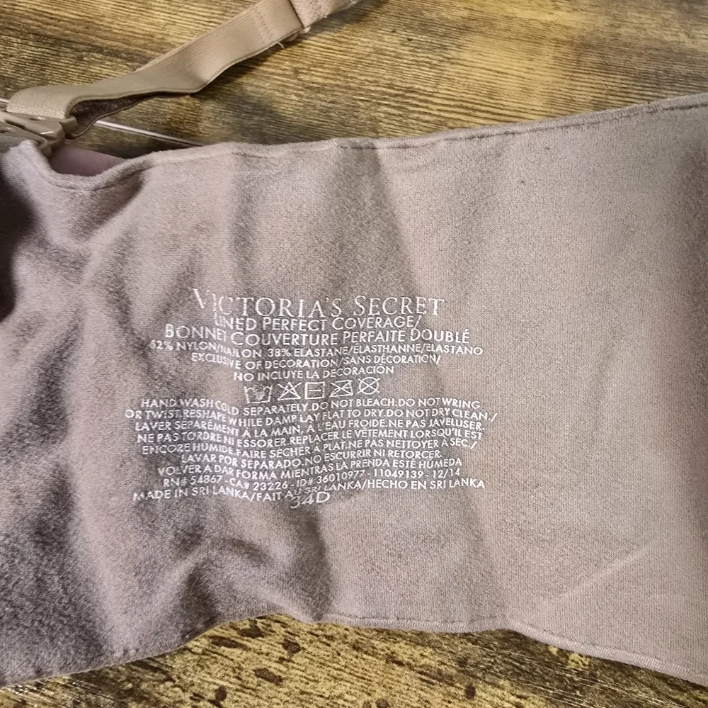 VS Victoria's secret lined perfect coverage brown bra women's size 34D